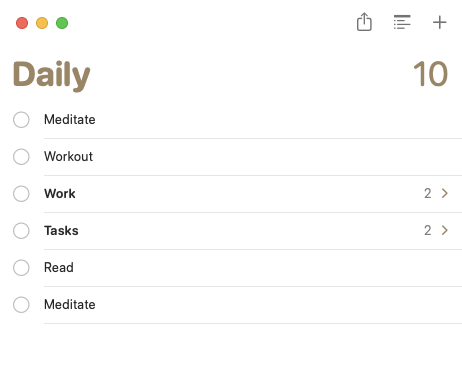 Daily to-do list